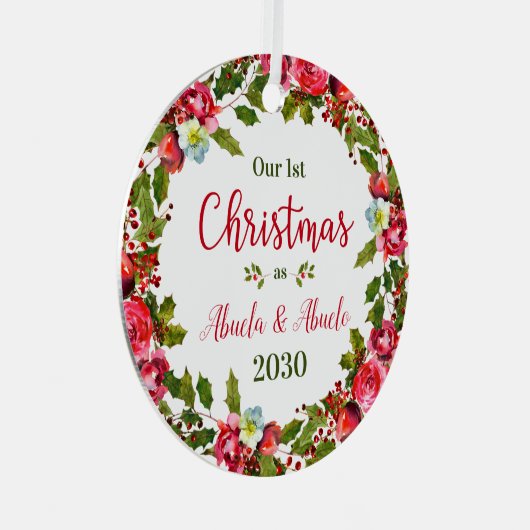 Ornement En Métal 1er Noël Abuela Abuelo Photo (Avant droite)