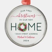 Ornement En Métal 1er Noël dans notre nouvelle maison Verdure Wreath (Devant)