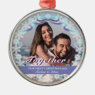 Ornement En Métal 1er Xmas marié clair violet ton bleu