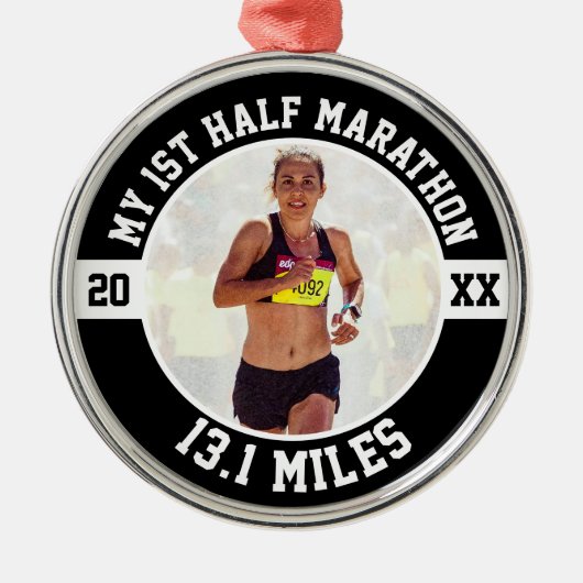 Ornement En Métal 1ère coureuse de semi-marathon Première débutante  (Devant)