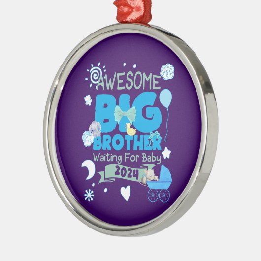 Ornement En Métal 2024 Big Brother attend un nouveau bébé (Gauche)