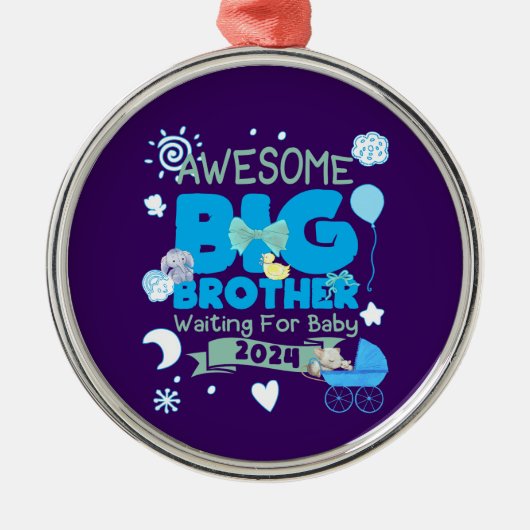 Ornement En Métal 2024 Big Brother attend un nouveau bébé (Devant)