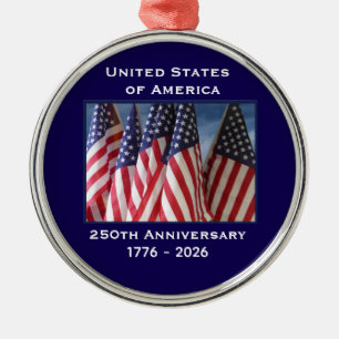 Ornement En Métal 250e anniversaire USA Patriotic Flags Premium
