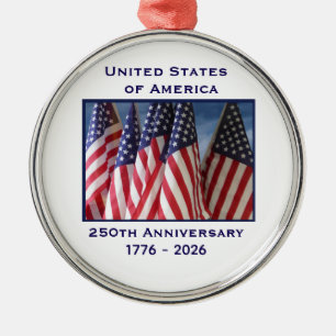 Ornement En Métal 250e anniversaire USA Patriotic Flags Premium