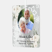 Ornement En Métal 25e anniversaire du Mariage photo florales argent  (Avant gauche)