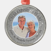 Ornement En Métal 25e anniversaire | Photo Silver Sparkle (Devant)
