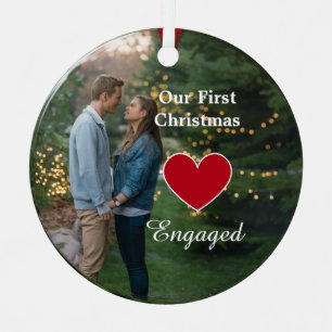 Ornement En Métal 2 Photo Notre premier Noël Engagé Coeur /coutume