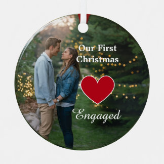 Ornement En Métal 2 Photo Notre premier Noël Engagé Coeur /coutume