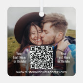 Ornement En Métal 2 Photos et codes QR Scannable Website Link Carré (Verso)