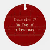 Ornement En Métal 3rd Day of Christmas Three French Hens Ornament (Verso)