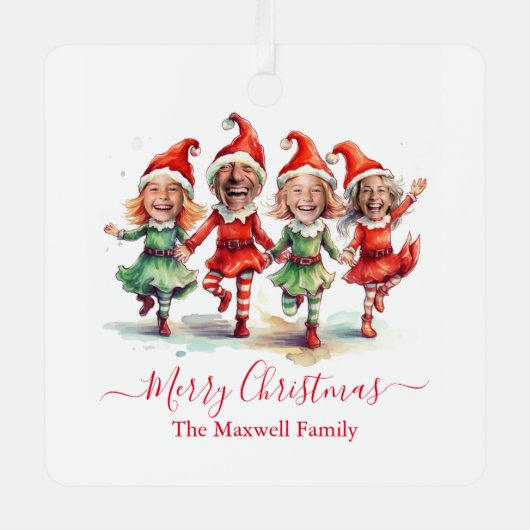 Ornement En Métal 4 Photos elfes de Noël (Recto)