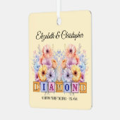 Ornement En Métal 60e anniversaire diamant fleurs pêche (Avant gauche)