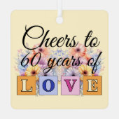 Ornement En Métal 60e anniversaire diamant fleurs pêche (Verso)