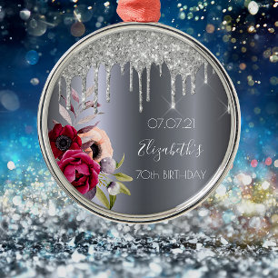 Ornement En Métal 70e anniversaire argent parties scintillant goutte