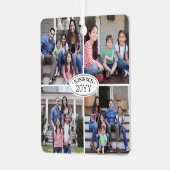 Ornement En Métal 8 Photo Collage Nom de famille et année Blanc simp (Avant gauche)