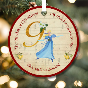 Ornement En Métal 9e jour de Noël Neuf Dames Dansant