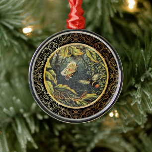 Ornement En Métal Abeille Vintage et papillon dans le Web de Spider