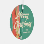 Ornement En Métal Abstrait moderne Joyeux Noël Nom personnalisé (Avant droite)