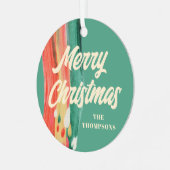 Ornement En Métal Abstrait moderne Joyeux Noël Nom personnalisé (Avant gauche)