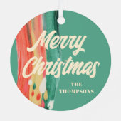 Ornement En Métal Abstrait moderne Joyeux Noël Nom personnalisé (Verso)