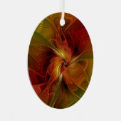 Ornement En Métal Abstrait Rouge Orange Brown Vert Fractal Art Flowe (Avant droite)