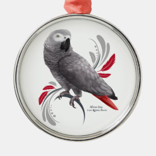 Ornement En Métal African Grey Parrot