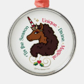 Ornement En Métal Afro Unicorn 'Tis Season Holiday Unicorn (Devant)