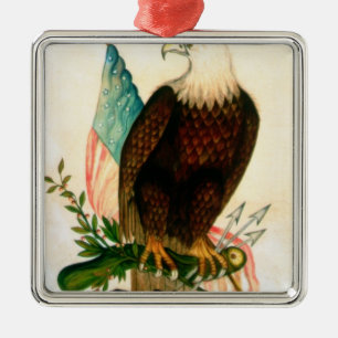 Ornement En Métal Aigle chauve avec le drapeau