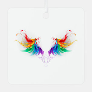 Ornement En Métal Ailes fluffy arc-en-ciel