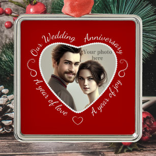 Ornement En Métal Ajouter une photo à la coupe de coeur romantique