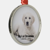 Ornement En Métal Ajouter votre photo mon premier chien chiot de Noë (Droite)