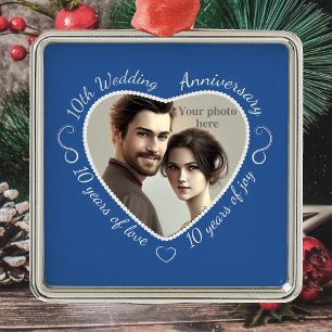 Ornement En Métal Ajoutez votre photo 10 ans de mariage