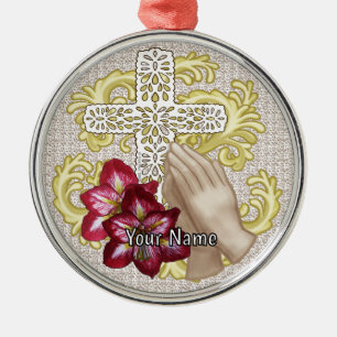 Ornement En Métal Amaryllis Christian Cross