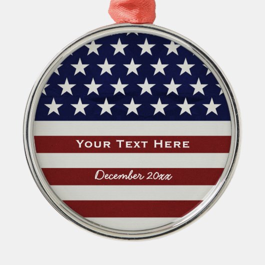 Ornement En Métal American USA Flag Patriotic July 4th Custom (Devant)