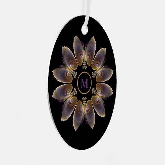 Ornement En Métal Ange Abstraite ailes Mandala Monogramme fractal (Avant droite)