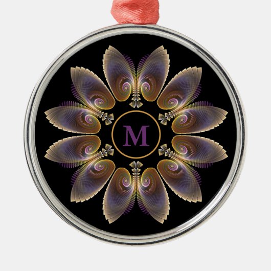 Ornement En Métal Ange Abstraite ailes Mandala Monogramme fractal (Devant)