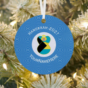Ornement En Métal Ange bahamien personnalisé de Hanukkah Blond Flag