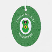 Ornement En Métal Ange drapeau brésilien Année avec votre nom rond (Avant gauche)