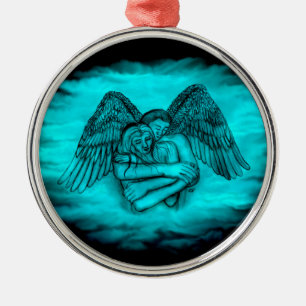 Ornement En Métal Angel Eros en amour, design noir et vert