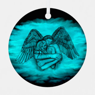 Ornement En Métal Angel Eros en amour, design noir et vert
