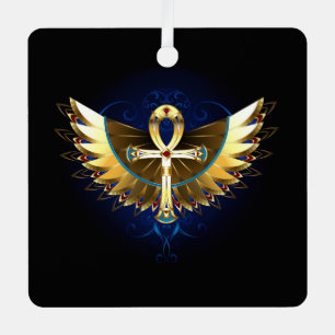 Ornement En Métal Ankh or avec ailes