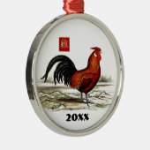 Ornement En Métal Année chinoise du coq | Année personnalisée (Droite)