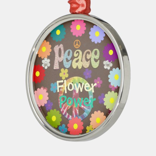 Ornement En Métal Années 1960, Paix, Flower Power, design rétro (Gauche)