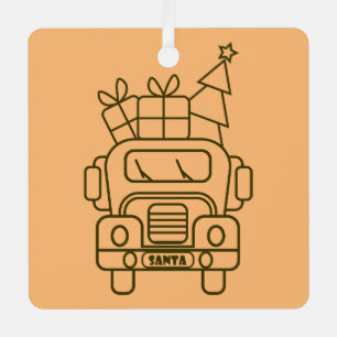 Ornement En Métal Aperçu camion de Noël Père Noël voiture vue avant