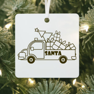 Ornement En Métal Aperçu camion de Noël Père Noël vue côté voiture