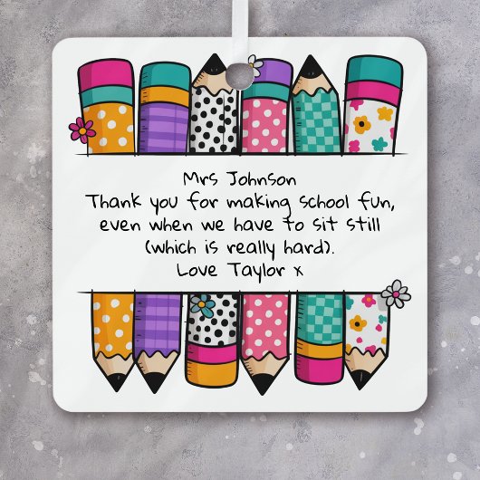 Ornement En Métal Appréciation personnalisée de l'enseignant