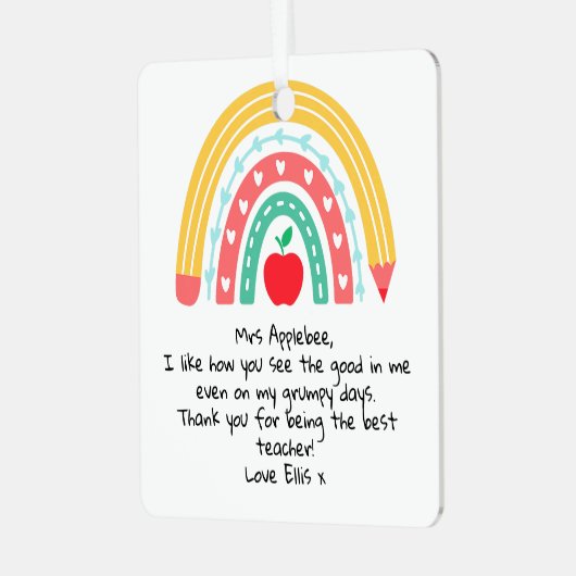 Ornement En Métal Appréciation personnalisée de l'enseignant (Avant gauche)