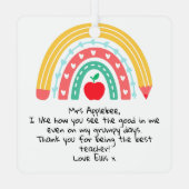 Ornement En Métal Appréciation personnalisée de l'enseignant (Verso)