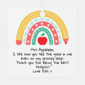 Ornement En Métal Appréciation personnalisée de l'enseignant (Recto)