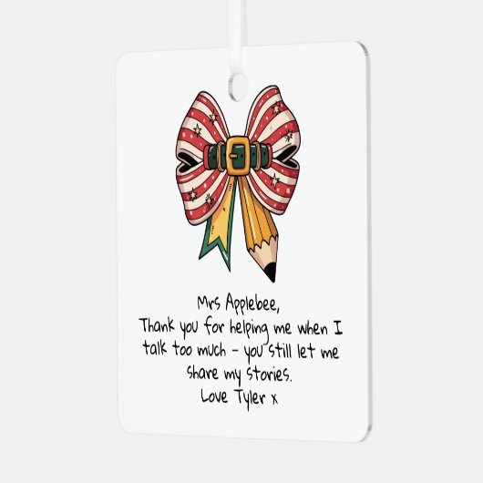 Ornement En Métal Appréciation personnalisée de l'enseignant Noël (Avant gauche)